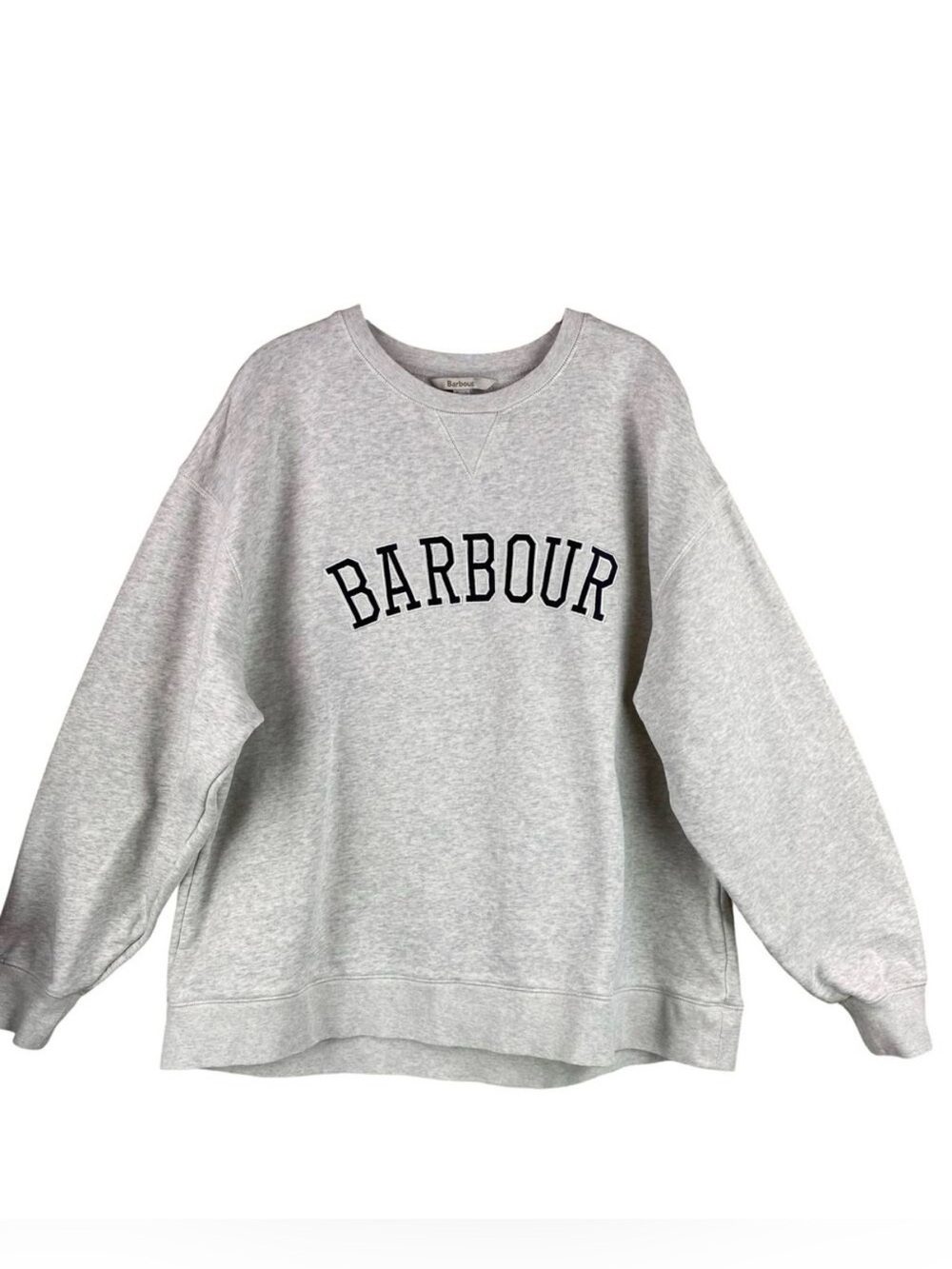 Barbour Gray Sweatshirt Size 12/L Embroidered Logo Oversized